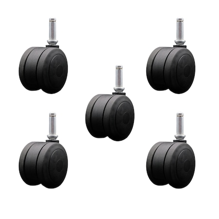 Service Caster 3'' Black Heavy Duty Floor Safe Twin Wheel Caster 7/16 Grip Ring Stem, 5PK SCC-GR02S75-TPR-BLK-716176-5